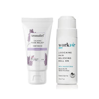 Aromalief Lavender Pain Relief Cream and Workvie Lidocaine Roll On in Travel Size