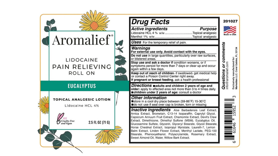 Aromalief vegan natural pain reliever ingredient list