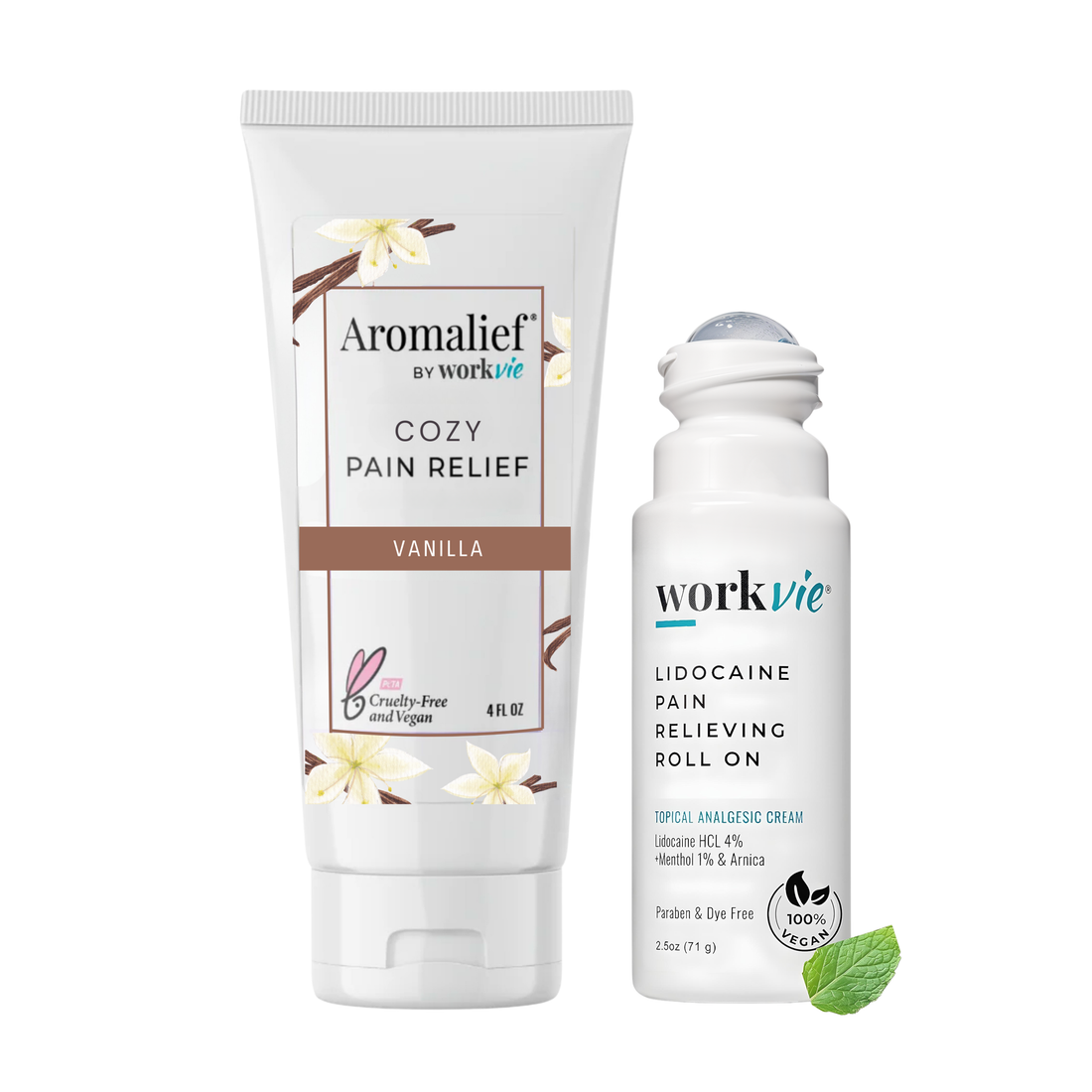 Aromalief Vanilla Pain Relief Cream and Roll On Value Set