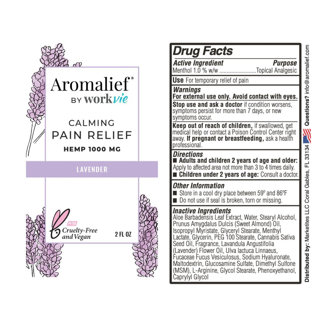 Aromalief Lavender Pain Relief Cream 2oz 
