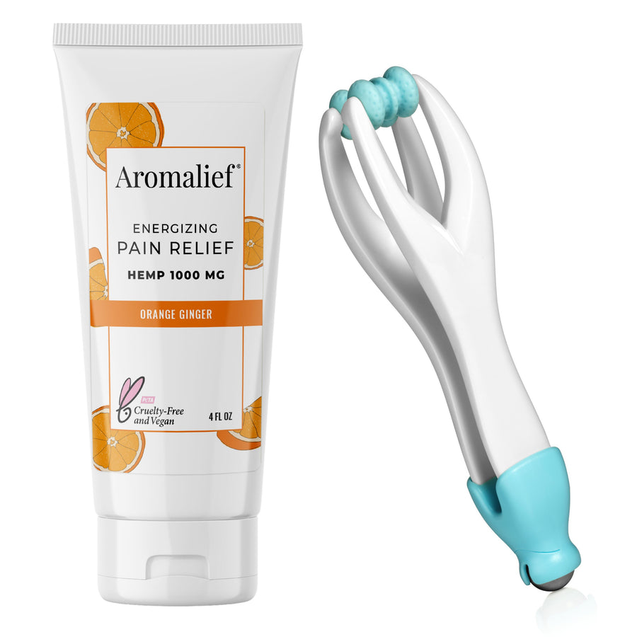 Aromalief Orange Ginger Pain Relief cream and Finger Massager Set