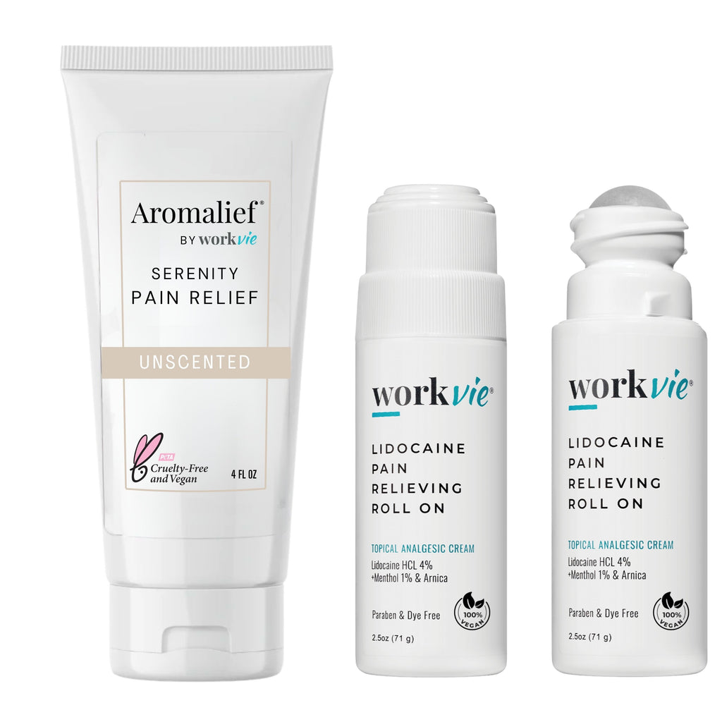 Workvie Roll On 2 Pack and Unscented Pain Relief Cream