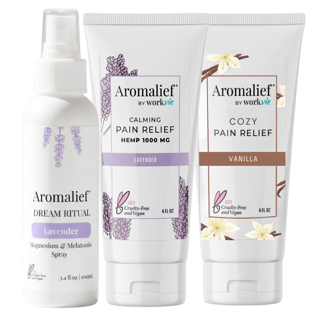 Aromalief Vanilla Lavender Creams and Lavender Magnesium Spray