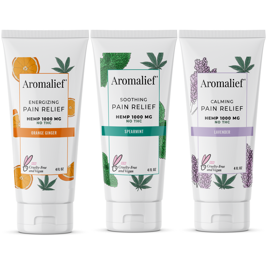 Aromalief Hemp Cream in 3Pack with Orange Lavender and Spearmint