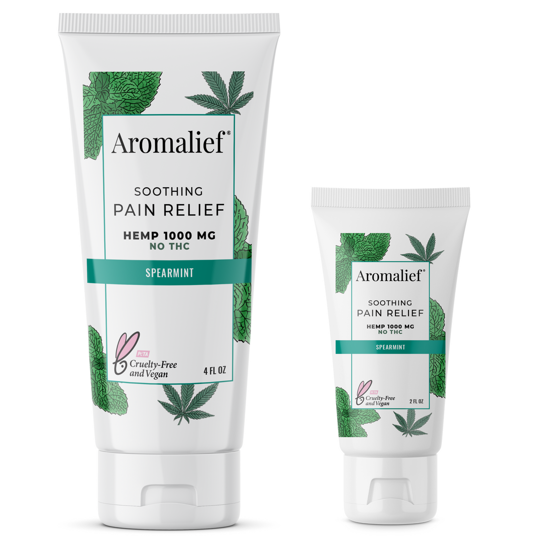Aromalief Pain Relief Cream - Soothing Spearmint - Full Size and Travel Size Bundle