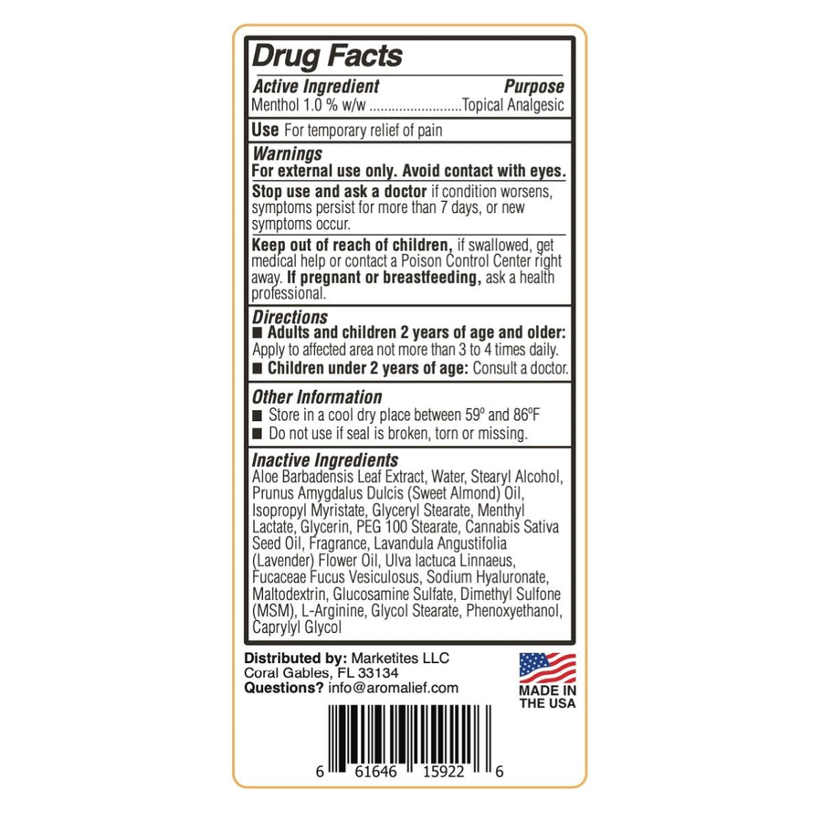 Aromalief Pain Relief Creams - Drug Facts