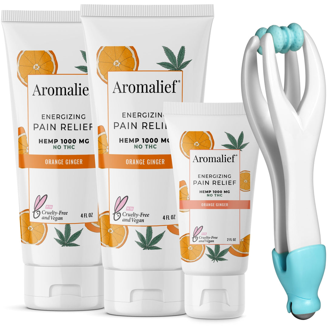 Aromalief Pain Relief Creams and Finger Massager Bundle